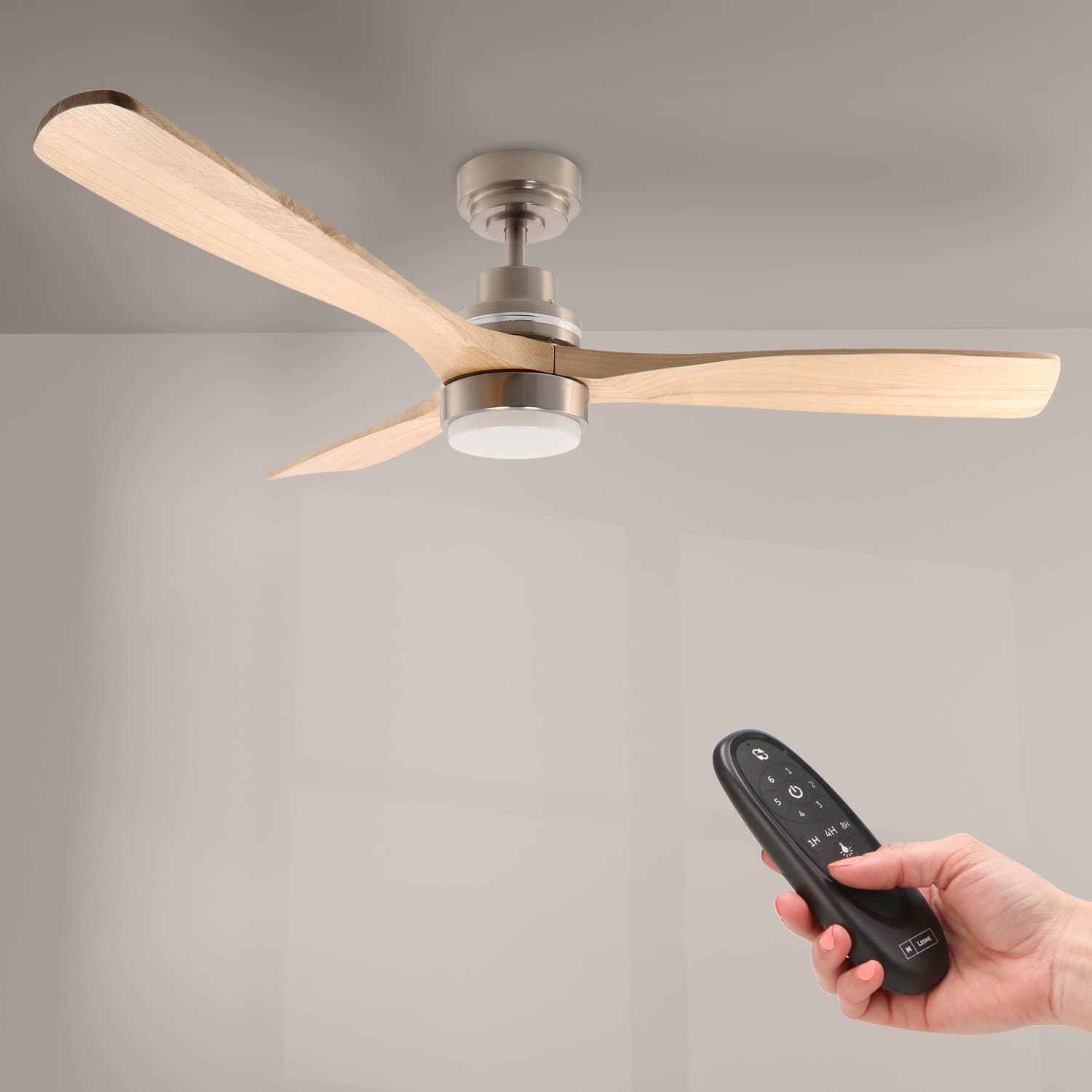 Ventilador de Techo Led Nickel Wood - Dsc