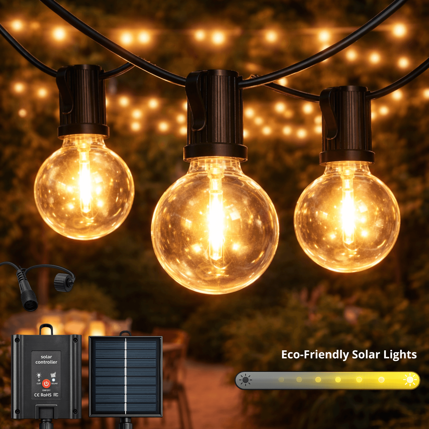 Guirnalda Led Solar de 15 Bombillas 7,5M Exterior Ip54