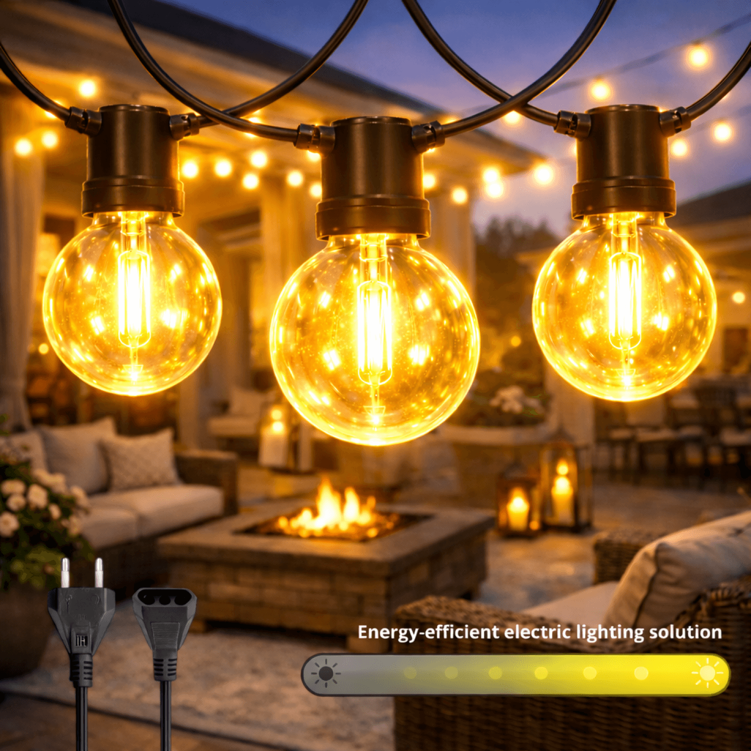 Guirnalda de 25 Bombillas 7,5M Exterior Ip44 Cable Eléctrico