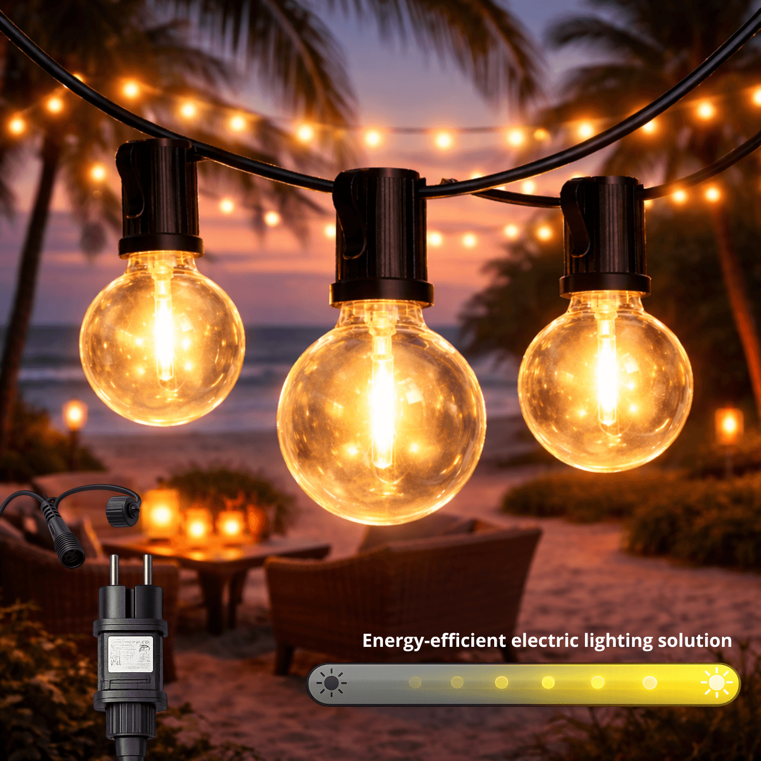 Guirnalda de 15 Bombillas 7,5M Exterior Ip44 Cable Eléctrico