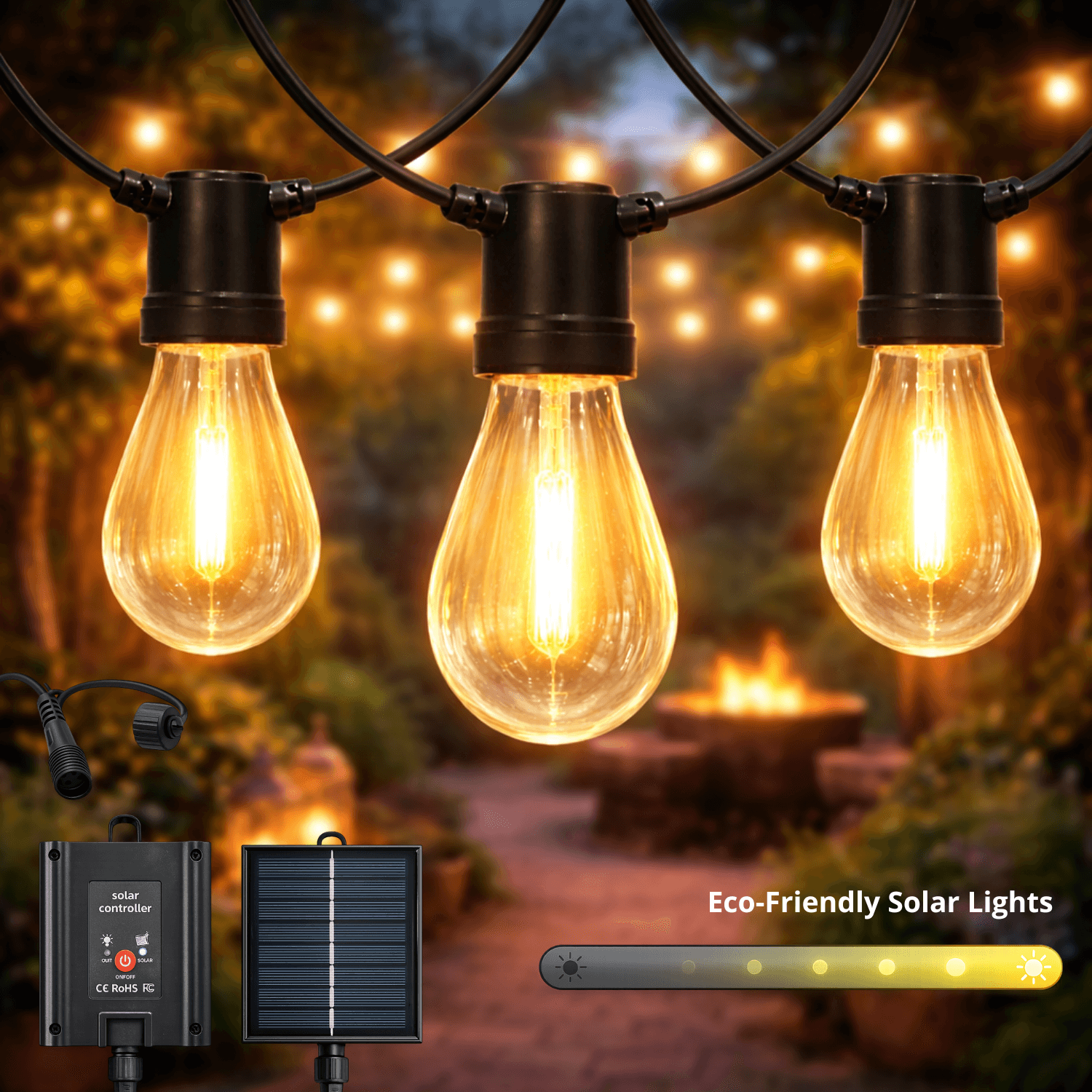 Guirnalda Led Solar de 10 Bombillas 6,5M Exterior Ip54