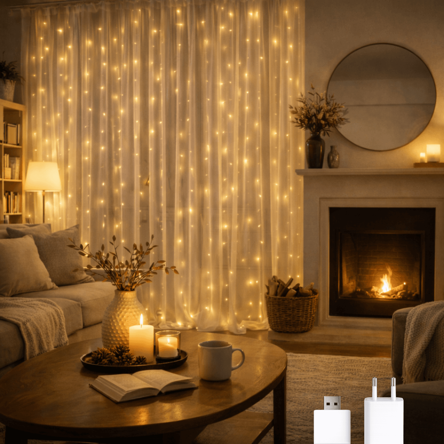 Cortina de Guirnalda Exterior Led Con Usb 3*3M