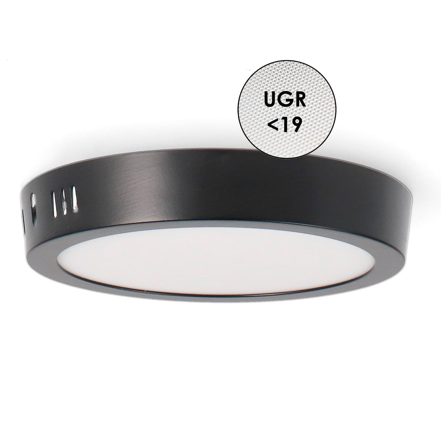 Panel de Superficie Negro Circular 12W Cct