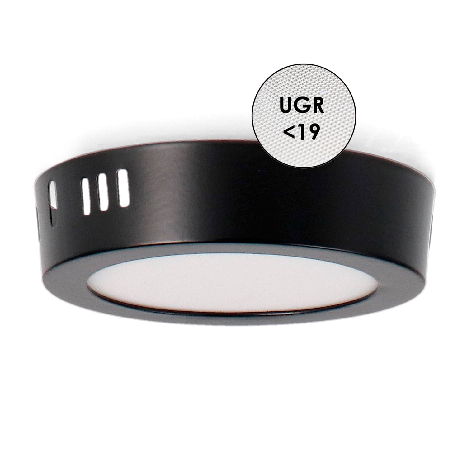 Panel de Superficie Negro Circular 6W Cct